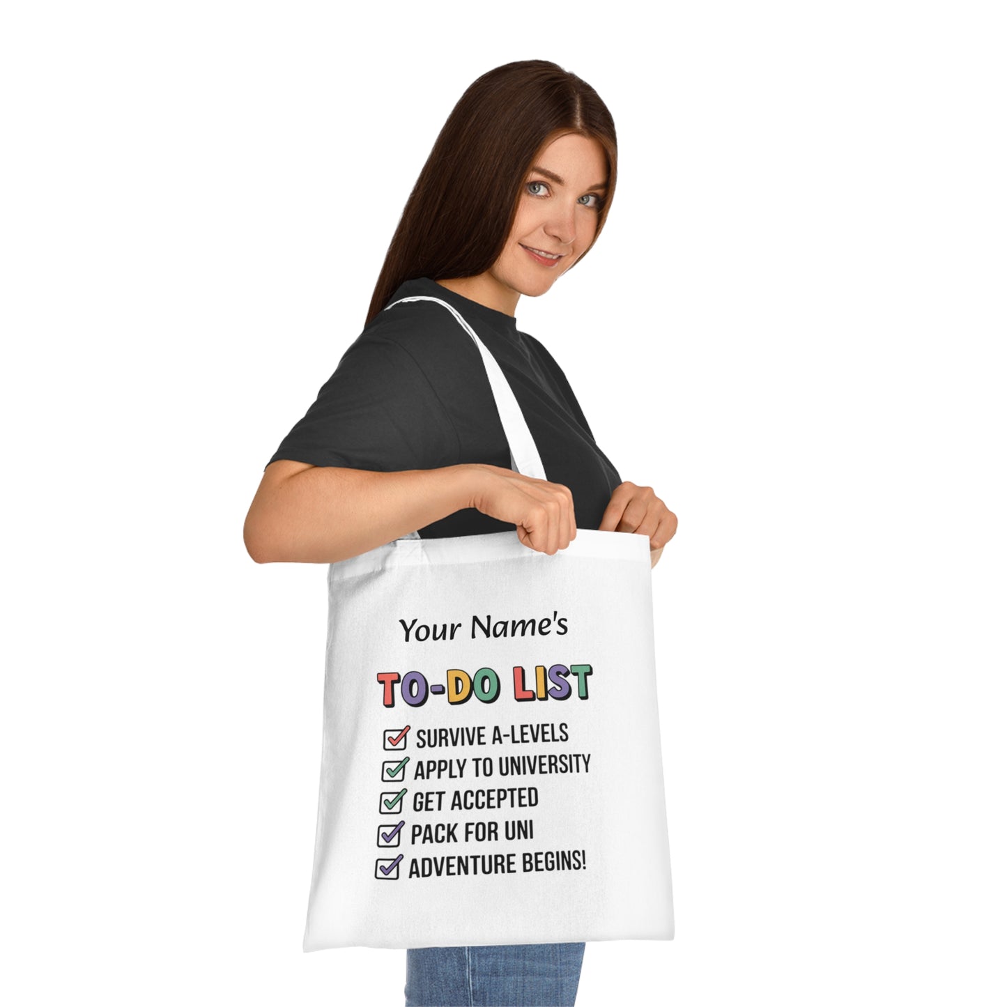 Cotton Tote Bag: To-Do List Design, Eco-Friendly Shopping