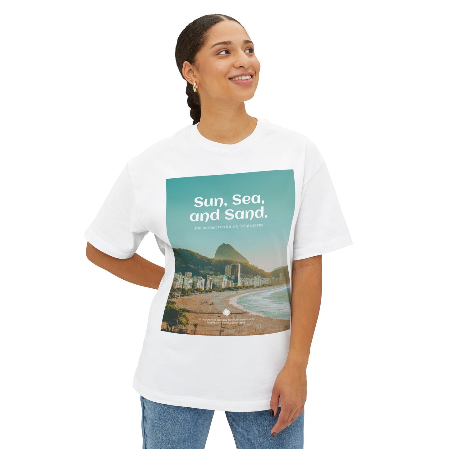 Beach Vibes Unisex Oversized Tee | Sun Sea Sand Graphic, Summer Fashion, Casual Tee, Vacation Outfit, Gift for Beach Lovers