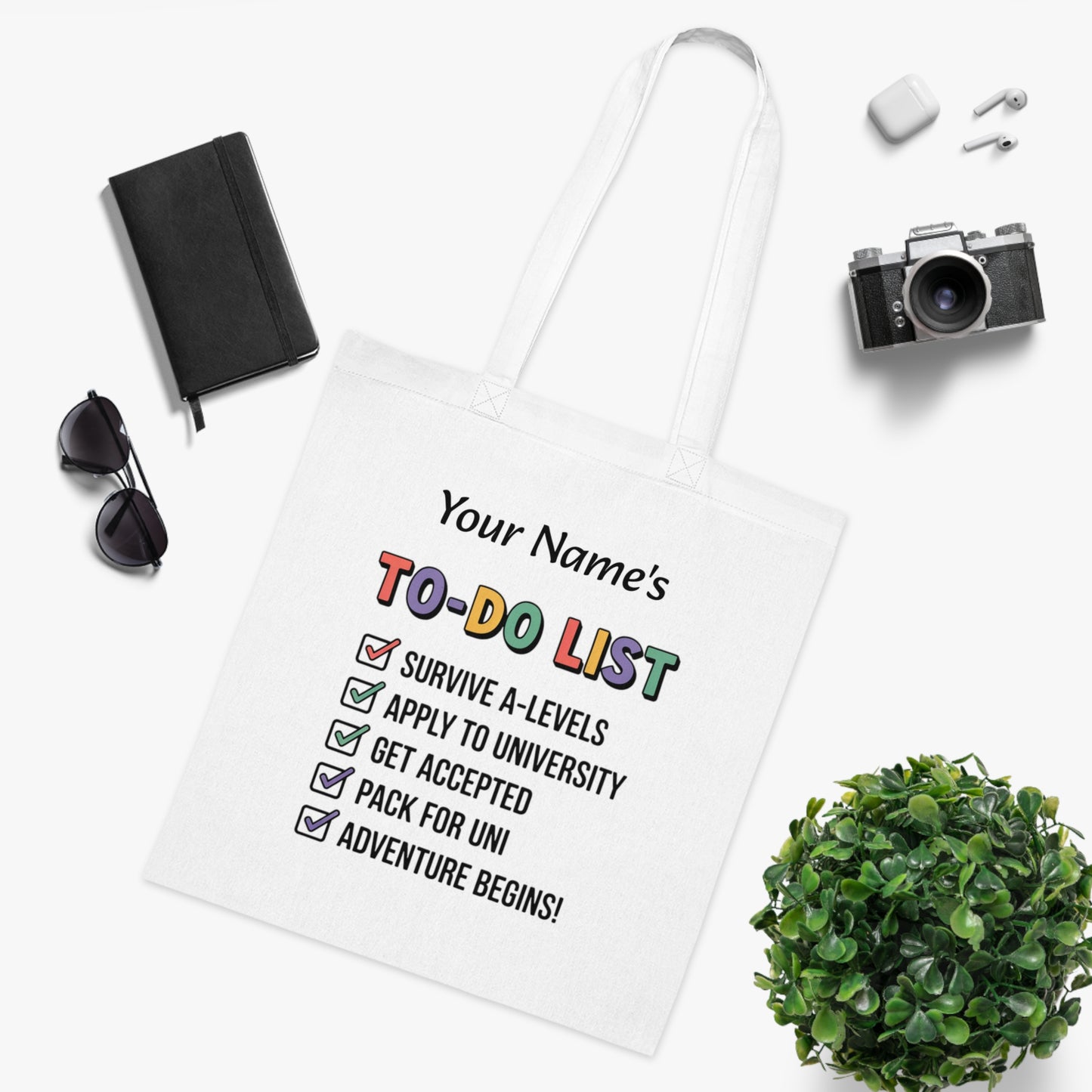 Cotton Tote Bag: To-Do List Design, Eco-Friendly Shopping