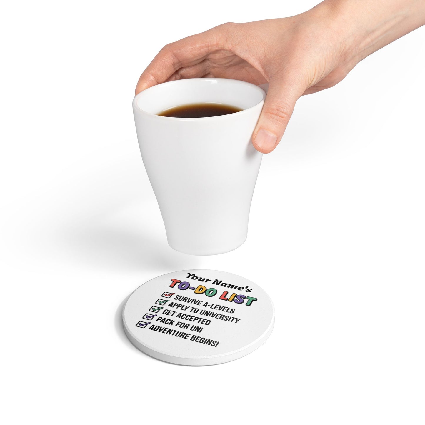 Ceramic Coaster Set: Round or Square with Cork Back