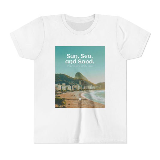 Youth Beach Vibes Tee, Summer T-Shirt, Kids Graphic Tee, Sun Sea Sand Apparel, Vacation Top, Coastal Style Shirt