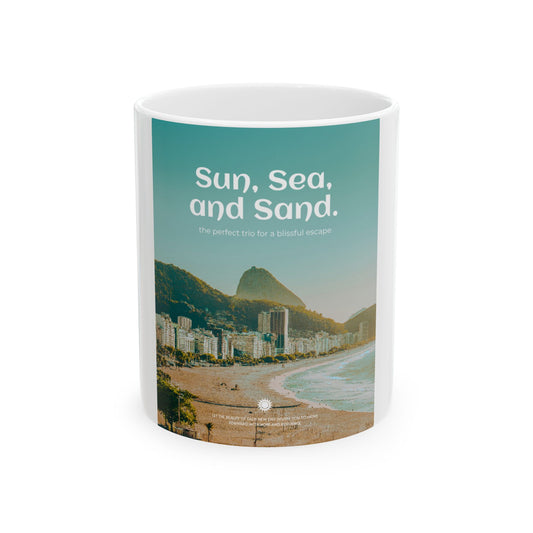 Beach Vibes Ceramic Mug | Sun, Sea, and Sand Design, Coffee Mug, Gift for Beach Lovers, Summer Décor, Travel Mug