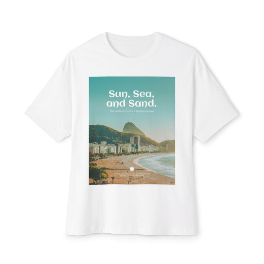 Beach Vibes Unisex Oversized Tee | Sun Sea Sand Graphic, Summer Fashion, Casual Tee, Vacation Outfit, Gift for Beach Lovers